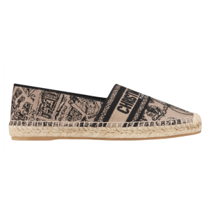 (W) Dior Granville Espadrille Beige Black Plan Paris Motif