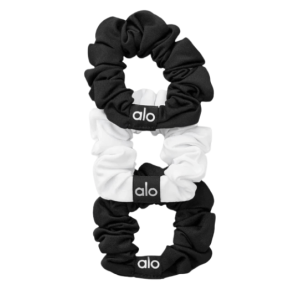 (W) Alo Yoga Fresh Mini Scrunchie Black White (3 Pack)