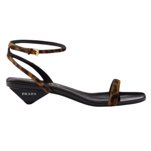 (W) Prada Printed Leather Sandals Honey