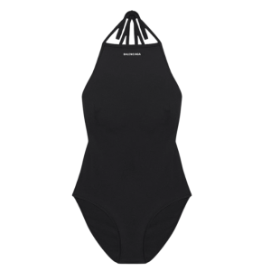 (W) Balenciaga Strappy One Piece Swimsuit Black