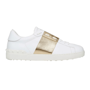 Valentino Open Sneakers With Metallic Band White Platinum