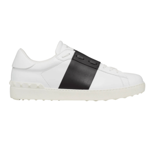 Valentino Calfskin Open Leather Sneakers White Black