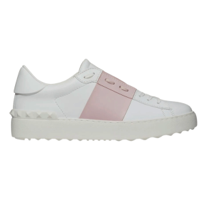 (W) Valentino Open Sneakers in Calfskin Leather White Water Rose