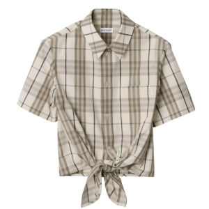 BURBERRY Tie Detail Check Pattern Shirt