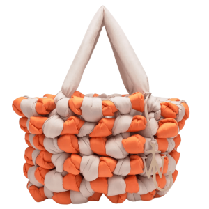 Knotted Tote Bag - White/Orange 