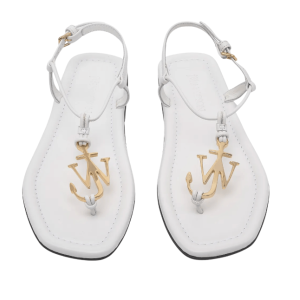 Anchor Logo Flat Sandals - White 