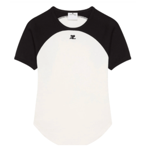 (W) Courreges Circle Contrast T-Shirt Heritage White Black