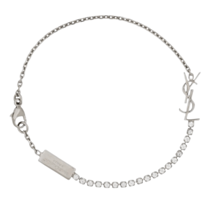 (W) Saint Laurent Opyum Charm Bracelet in Metal and Rhinestone Palladium