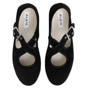 ALAÏA Criss-Cross Velvet Ballet Shoes