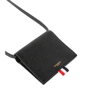 Thom Browne Pebbled Calfskin Crossbody Card Holder Black