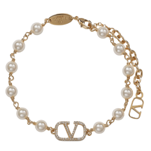 (W) Valentino Vlogo Signature Bracelet with Pearls Gold
