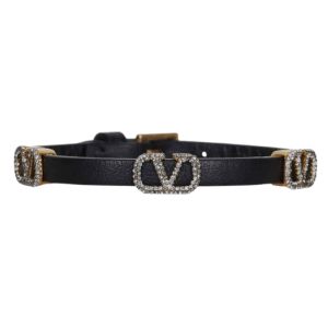 Valentino Vlogo Signature Leather Bracelet Black