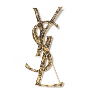 Saint Laurent Opyum Ysl Crocodile Brooch in Gold Brass Gold