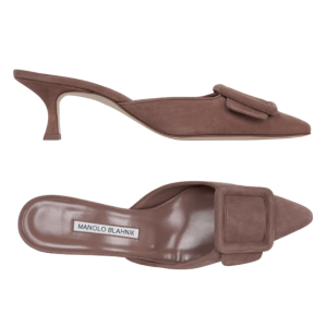 Manolo Blahnik 25FW Brown May Sale 50 Suede Mule Heel