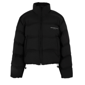 Alexander Wang Black Logo Crop Puffer Down Jacket 