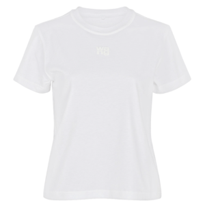 (W) Alexander Wang Puff Logo Shrunken T-Shirt in Cotton Jersey White