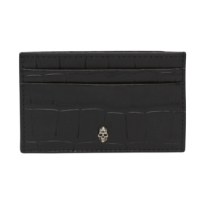 Alexander McQueen Embossed Croc Card Holder Black