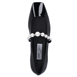 JIMMY CHOO Ade Pearl Strap Leather Flats