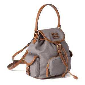 Miu Miu Leather-Trimmed Canvas Backpack - Grey
