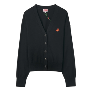 Bokeh Flower Wool Cardigan - Black