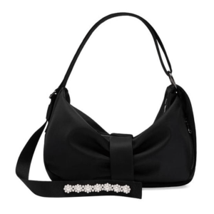 Beaded Sling Bow Black Shoulder Bag