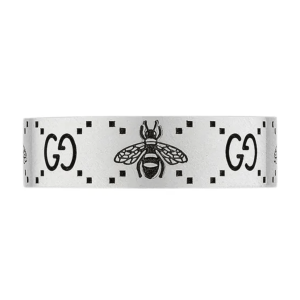 Gucci Double G Bee Engraved Ring Silver