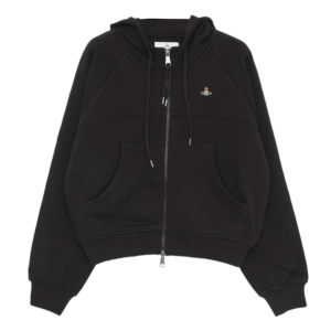 (W) Vivienne Westwood ORB Cropped Raglan Zip Up Hoodie Black