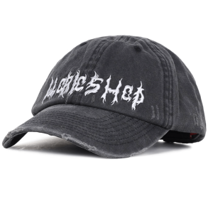 032C 25SS Washed Black Faceless Baseball Cap