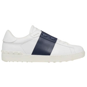 Valentino Calfskin Open Leather Sneakers White Marine