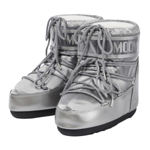 MOON BOOT]ICON LOW GLANCE SILVER SATIN BOOTS 