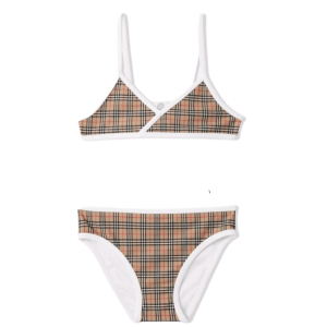 (Kids) Burberry Check Triangle Bikini Archive Beige