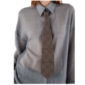 PLEATED TIE DIRTY BROWN GLEN PLAID