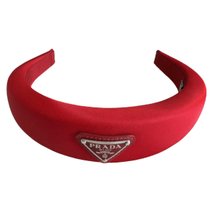 (W) Prada Logo Leather Hairband Red