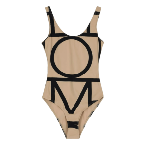 Monogram One-Piece Swimsuit – Beige