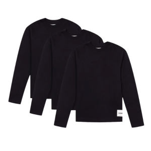 (W) Jil Sander Organic Cotton Long Sleeve T-Shirt Set Black (3 Pack)