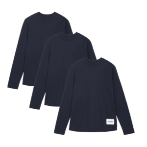 (W) Jil Sander Organic Cotton Long Sleeve T-Shirt Set Navy (3 Pack)