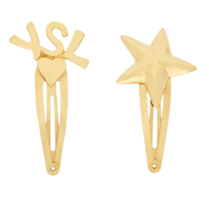 (W) Saint Laurent Cassandre Metal Hair Clip Gold (Set of 2)