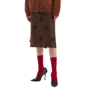 Shushu/Tong Brown Back Slit Straight Skirt