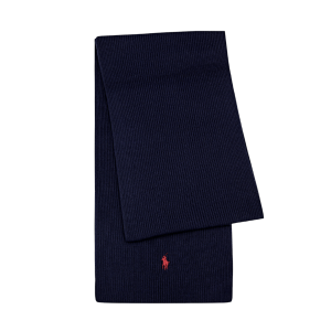 Logo-embroidered ribbed wool scarf