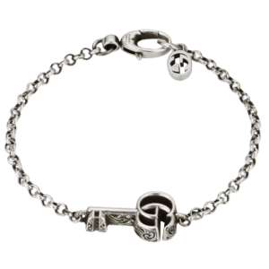 Gucci Double G Key Bracelet 925 Sterling Silver with Aged Finish
