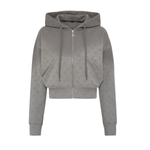 FADED MOON FLEECE CROPPED ZIPPED HOODIE
