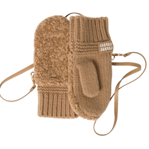 Camel Brown Wool, Cashmere And Shearling Mittens