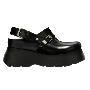 PLATFORM CLOGS IN BLACK OLEATEX 