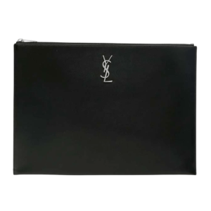 Saint Laurent Cassandre Document Holder in Smooth Leather Black
