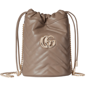 Gucci GG Marmont Mini Leather Bucket Bag Taupe
