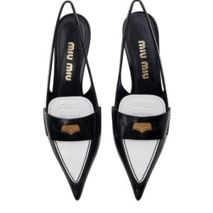 (W) Miu Miu Slingback Pumps Black White