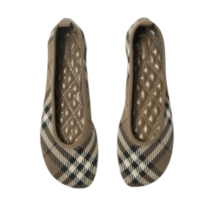 (W) Burberry Check Knit Baby Ballerinas Brush