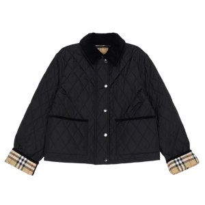 (W) Burberry Oldham Cropped Quilted Jacket Black