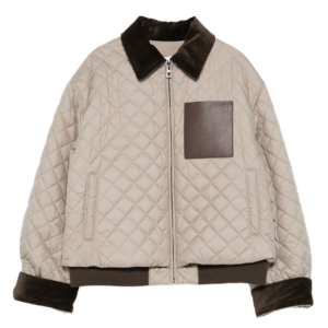 Loewe Grey Corduroy-Collar Quilted Jacket