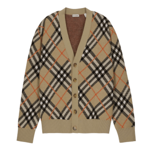 Checked Wool Mohair Blend Cardigan